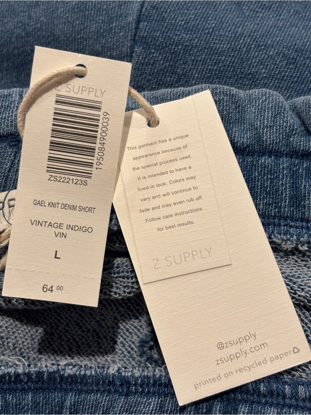 Z Supply Gael Knit Denim Shorts NWT – Vintage Indigo – Large - Picture 5 of 5